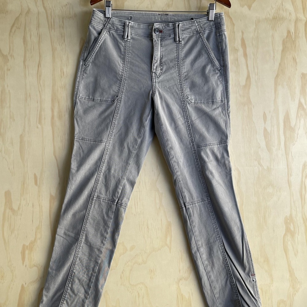 Athleta The Straight Crop Pants Womens 8 Gray Twill Straight Leg Stretch Casual